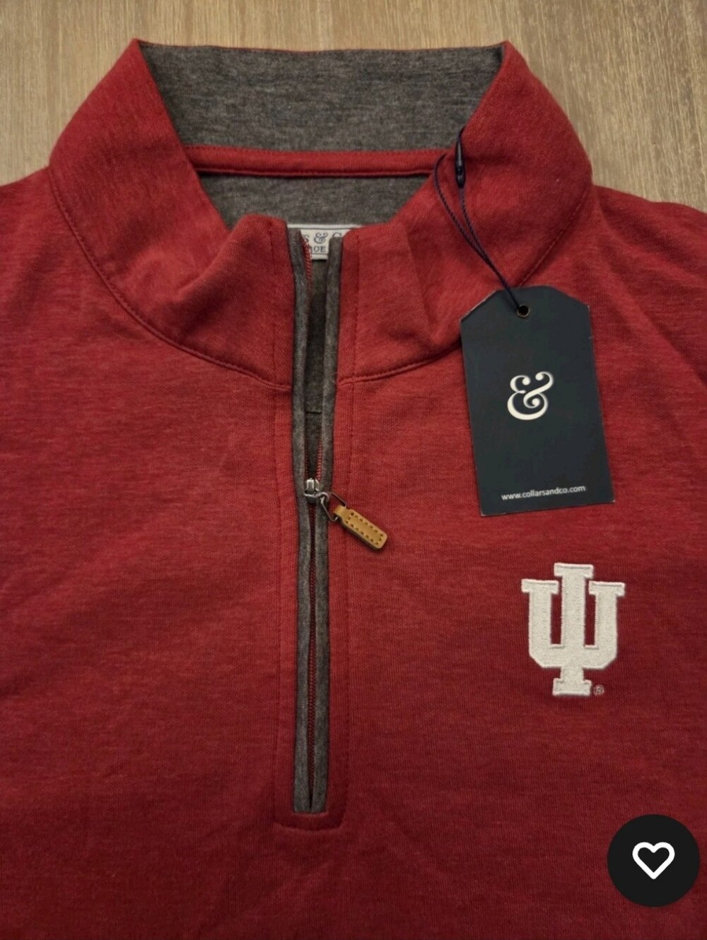 Collars & Co NWT Indiana University IU Heather Cloud Cotton Quarter Zip XL